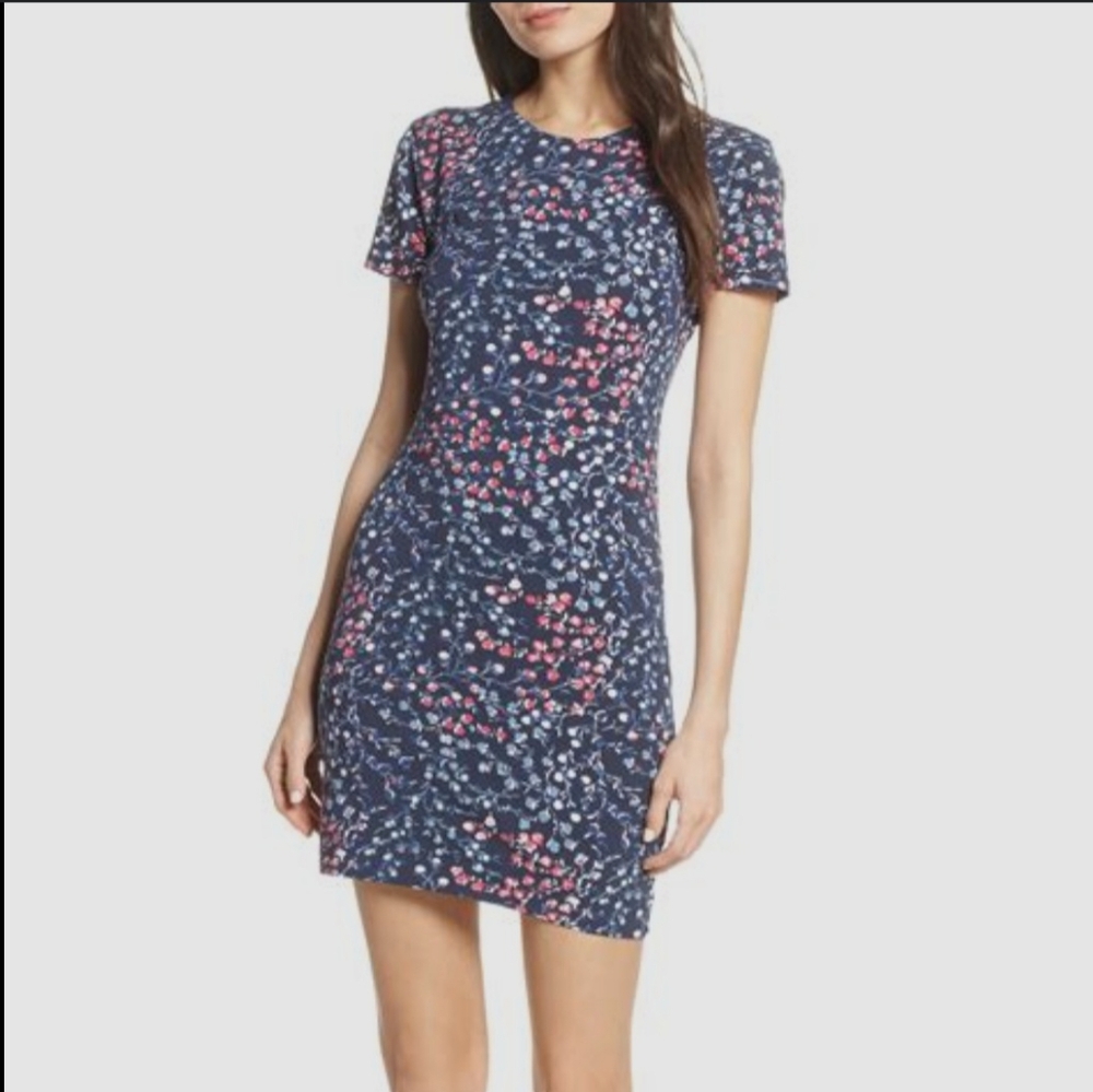 French Connection Blue Floral Bodycon Dress Size 4